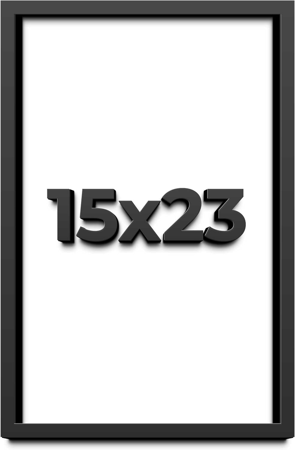 15x23 Shadow Box Black Solid Wood Display Frame with White Acid-Free Backing UV Acrylic & Hanging Hardware - with 3/4' Usable Depth