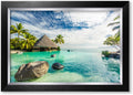 IPIC - 'Tropical Memories Personalized Framed Wall Art, Custom Beach Canvas Print with Name and Date on Rock, A Personalized Gift for Couple, Wedding, or Anniversary, Coastal Home Decor