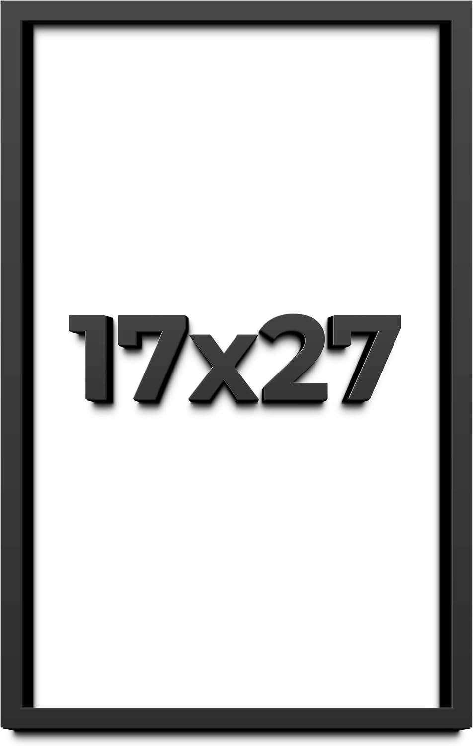 17x27 Shadow Box Black Solid Wood Display Frame with White Acid-Free Backing UV Acrylic & Hanging Hardware - with 3/4' Usable Depth