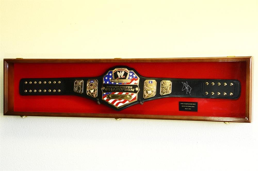 sfDisplay.com,LLC. WWE WWF Wrestling Championship Adult Size Belt Display CASE Frame Cabinet Box 54'