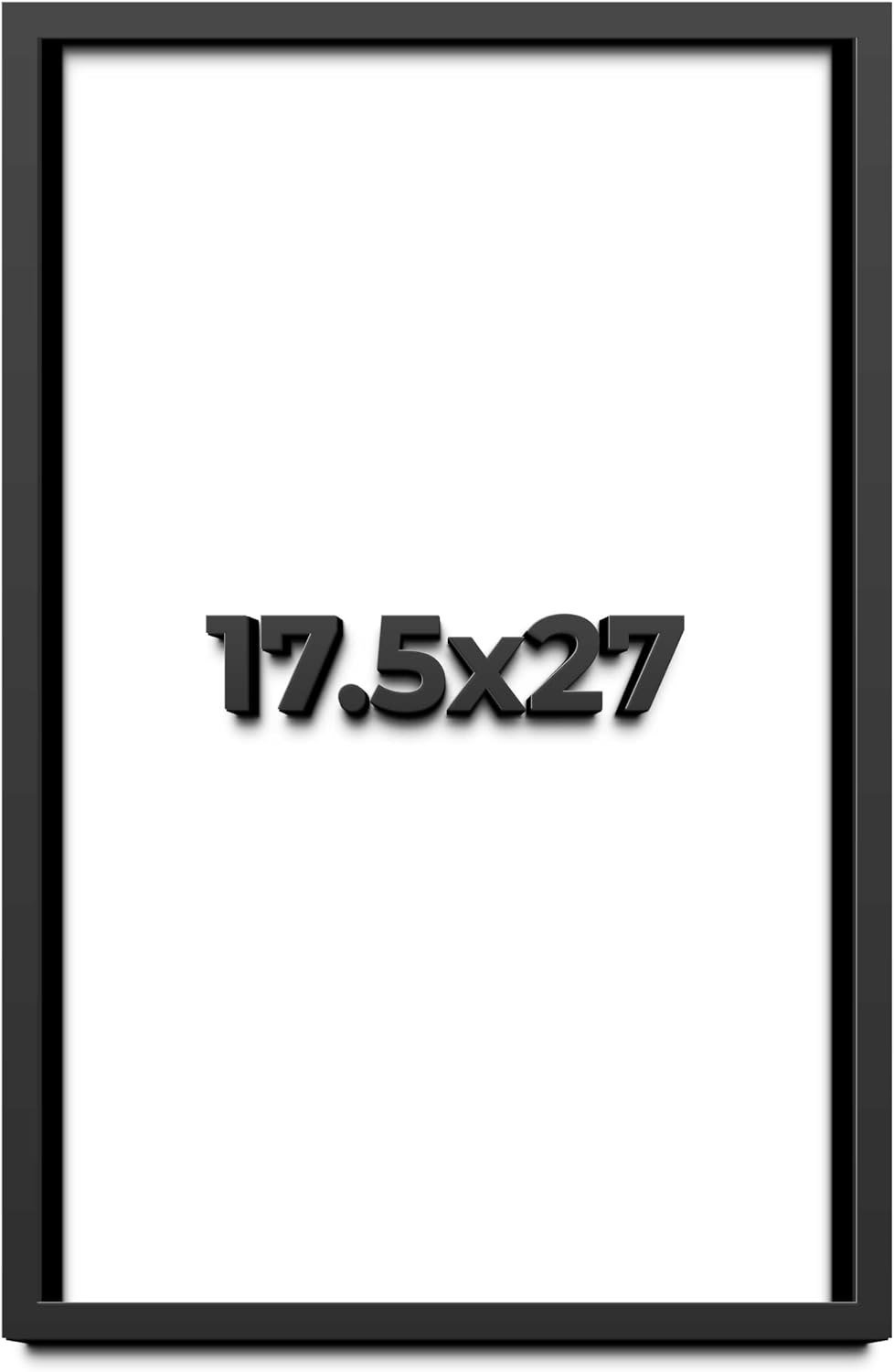 17.5x27 Shadow Box Black Solid Wood Display Frame with White Acid-Free Backing UV Acrylic & Hanging Hardware - with 3/4' Usable Depth