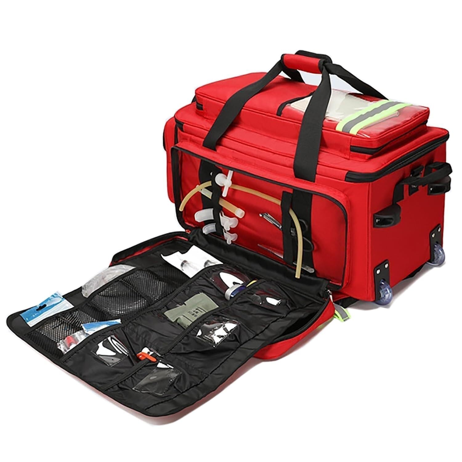 Portable First Aid Bag for Nurses Doctors,Rolling EMT with Wheels, Large Capacity Emergency Medical Backpack, Multi-Pocket Design, for Outdoor Hiking, Backpacking, Camping, Traveling