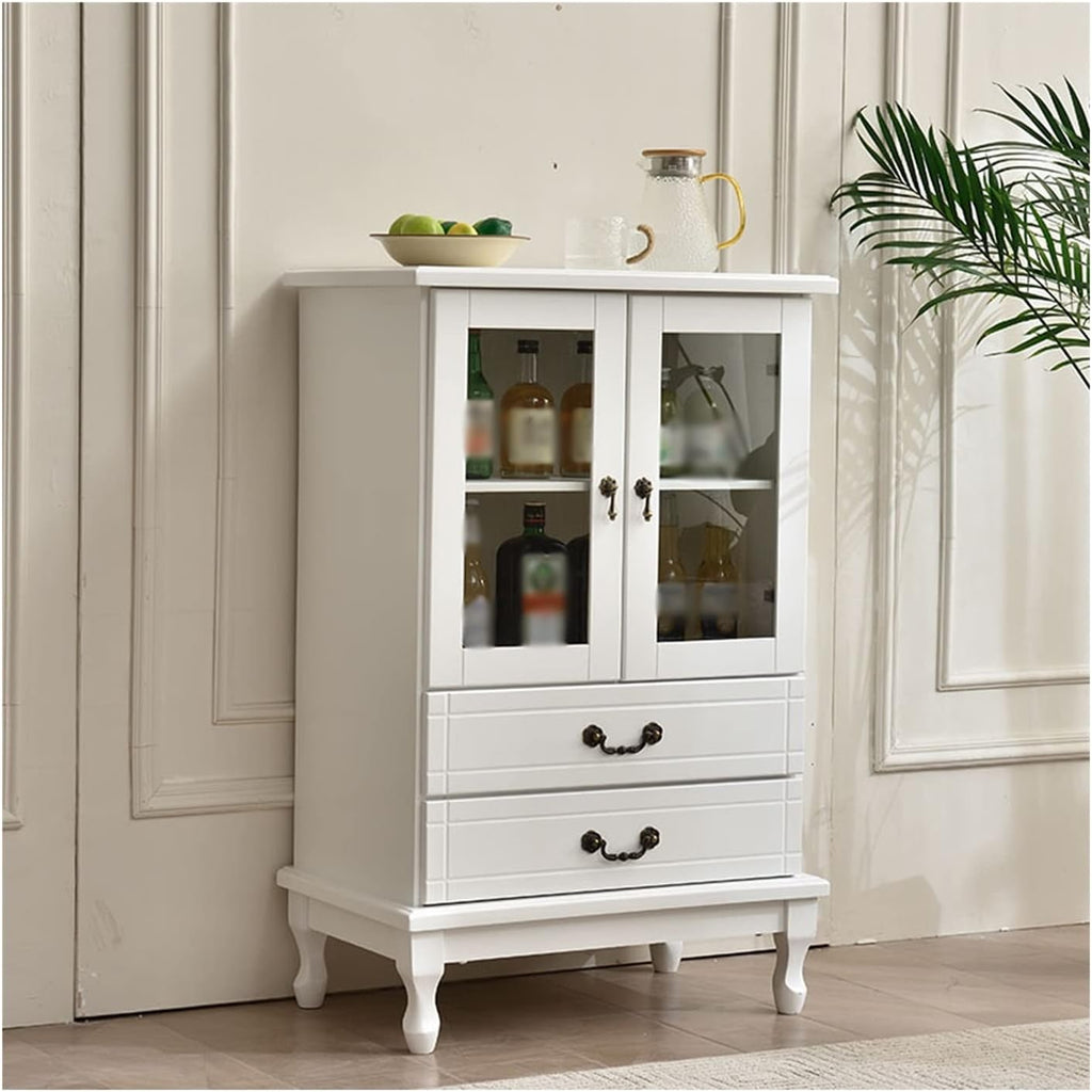 Wine Cabinet Wooden Wine Cabinet with Double Drawers Home Simple Two-Door Wine Bar Cabinet Small Storage Sideboard Wine Bakers Rack Home Wine cabinets