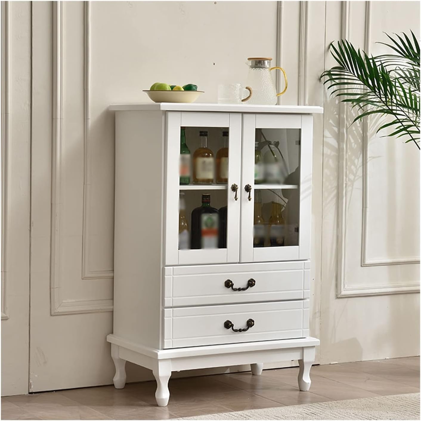 Wine Cabinet Wooden Wine Cabinet with Double Drawers Home Simple Two-Door Wine Bar Cabinet Small Storage Sideboard Wine Bakers Rack Home Wine cabinets