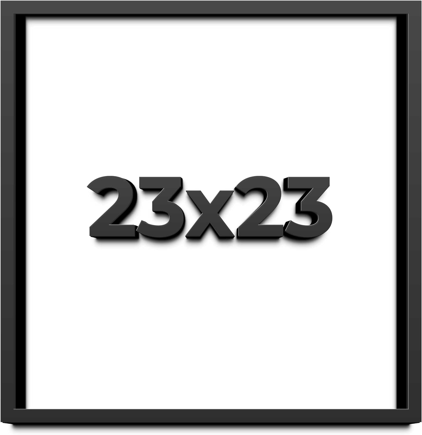 23x23 Shadow Box Black Solid Wood Display Frame with White Acid-Free Backing UV Acrylic & Hanging Hardware - with 3/4' Usable Depth