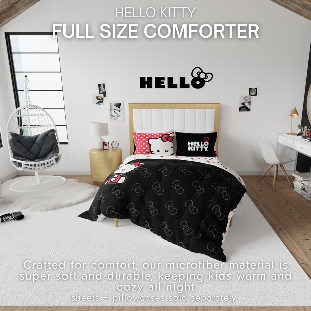 Franco Hello Kitty Bedding Bundle - Reversible Full Comforter and 4 Piece Full Sheet Set (Official Licensed Product)