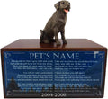 Wooden Pet Urns for Dogs with Chocolate Labrador Figurine & Poem The Last Battle | Personalized Dog Memorial Urn for Ashes | Medium Paulownia Pet Urn for Lab | Pet Memorial | Conversation Concepts
