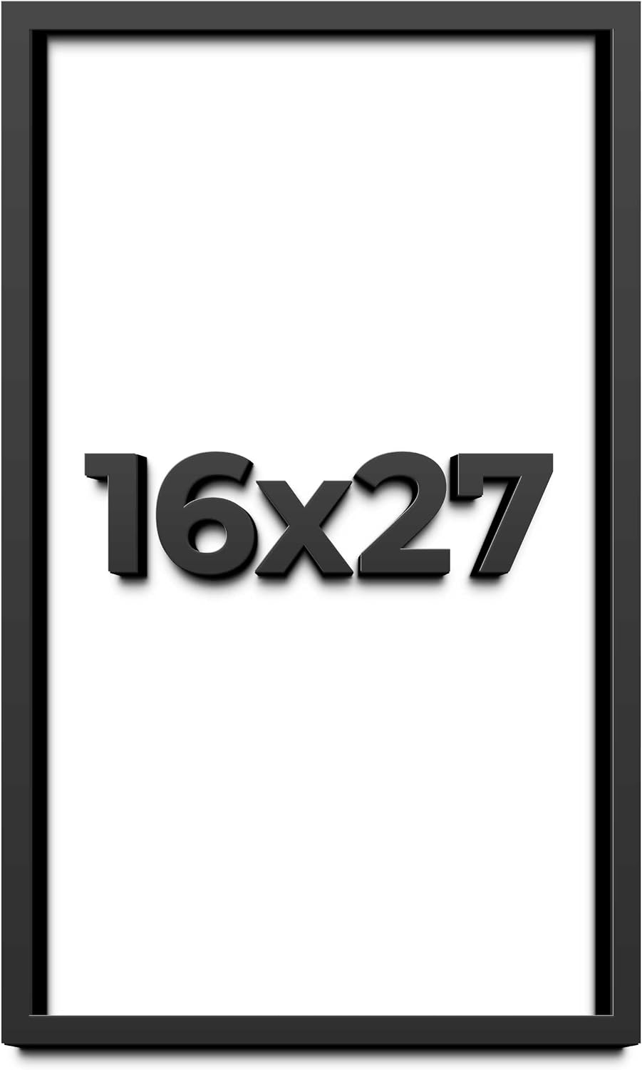 16x27 Shadow Box Black Solid Wood Display Frame with White Acid-Free Backing UV Acrylic & Hanging Hardware - with 3/4' Usable Depth