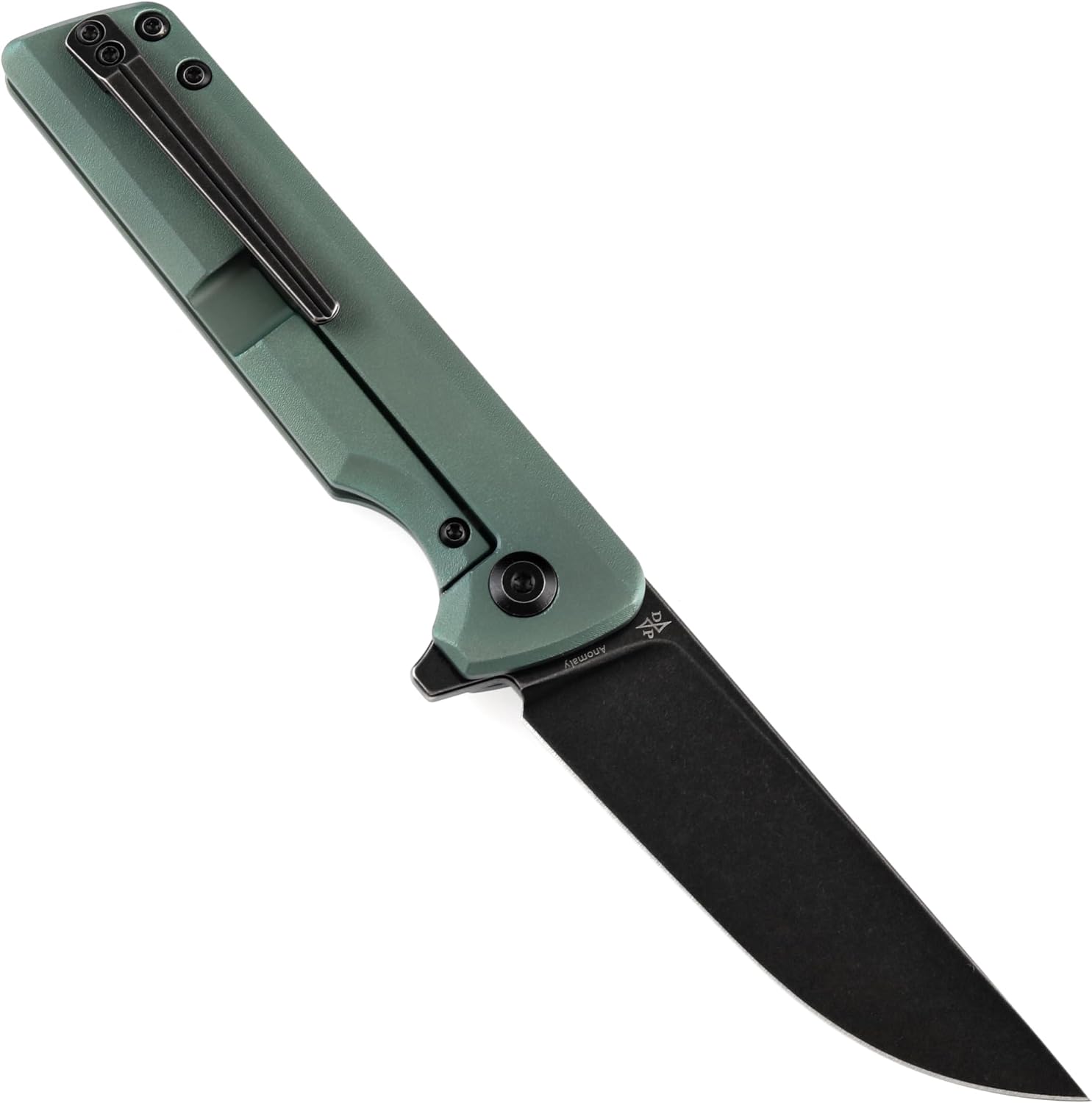 KANSEPT Anomaly Pocket Folding Knives EDC Camping Folding Knife 3.14'' Black Stonewashed CPM S35VN Material Pocket Folding Knife with Green Orange Peel Finish Titanium Handle Everyday Carry K2038T4