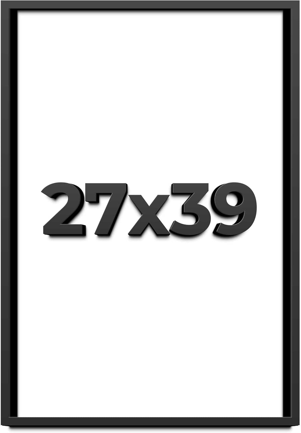 27x39 Shadow Box Black Solid Wood Display Frame with White Acid-Free Backing UV Acrylic & Hanging Hardware - with 3/4' Usable Depth