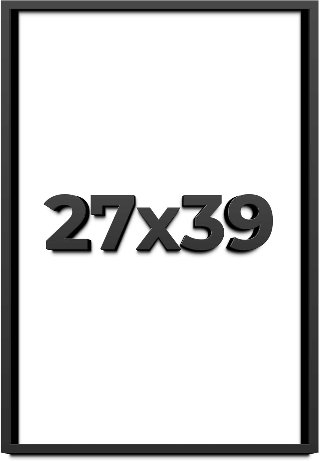 27x39 Shadow Box Black Solid Wood Display Frame with White Acid-Free Backing UV Acrylic & Hanging Hardware - with 3/4' Usable Depth