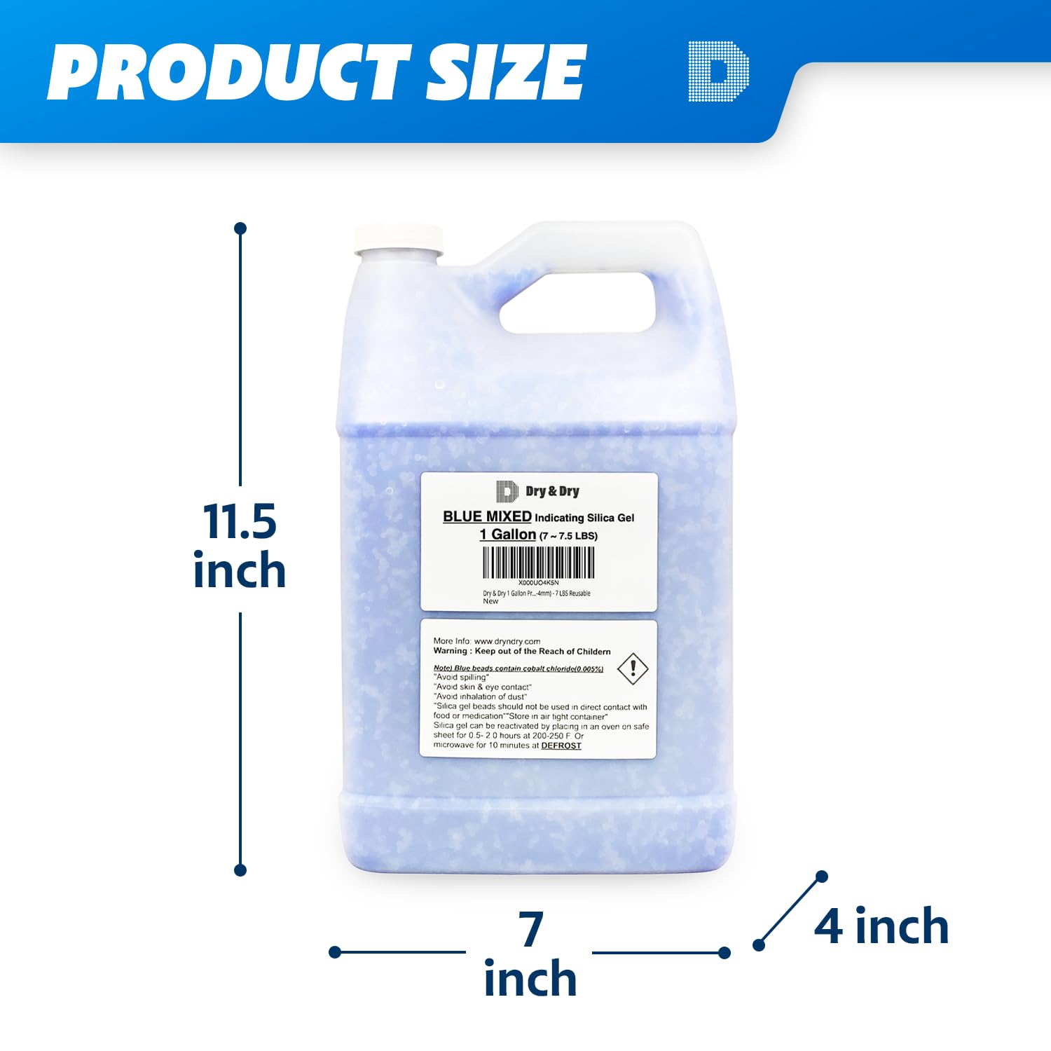 4 Gallon Premium Mixed Silica Gel with Blue Indicating Beads(Industry Standard 3-5 mm) - Reusable Silica Gel Silica Beads[Net 28-30 LBS]