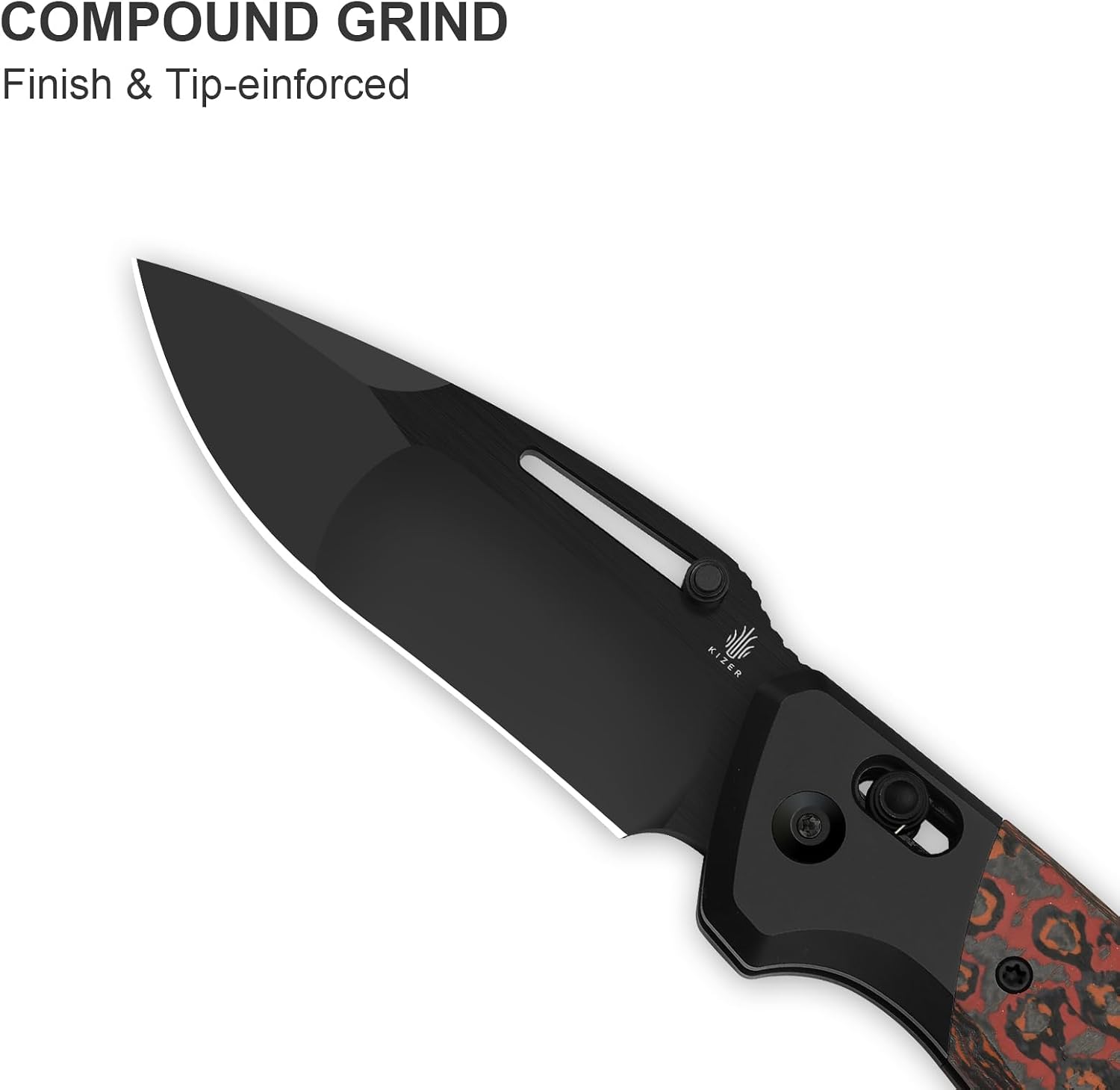 Kizer Bulli Pocket Knife, 3.33' Drop Point S45VN Folding Knife with Black & Red Titanium Fat Carbon Handle, Clutch Lock EDC Knives with Reversible Pocket Clip for Men Women Ki3695A3