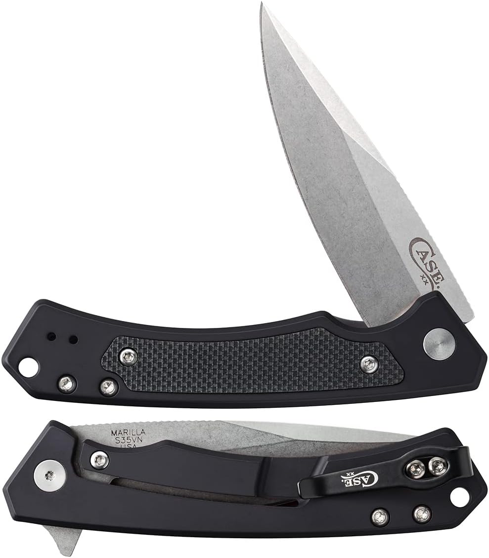 Case XX WR Pocket Knife Marilla EDC, S35VN Drop Point Blade, Black Anodized Aluminum Handle W/Clip #25880 (MARILLA) 4 3/4' Inches Closed