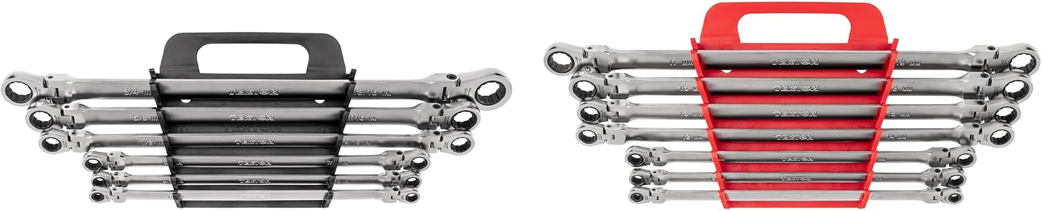 TEKTON Long Flex Head 12-Point Ratcheting Box End Wrench Set with Holders, 13-Piece (1/4-13/16 in., 6-19 mm) | WRB96202