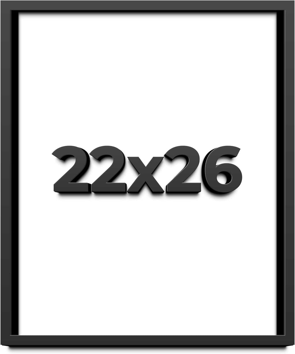 22x26 Shadow Box Black Solid Wood Display Frame with White Acid-Free Backing UV Acrylic & Hanging Hardware - with 3/4' Usable Depth