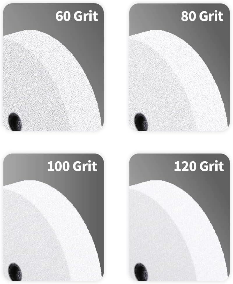 WEN BG4280 5-Amp 8-Inch Variable Speed Bench Grinder with Flexible Work Light & POWERTEC 15505 White Aluminum Oxide Grinding Wheel, 8-Inch by 1-Inch, 5/8-Inch Arbor, 120 Grit