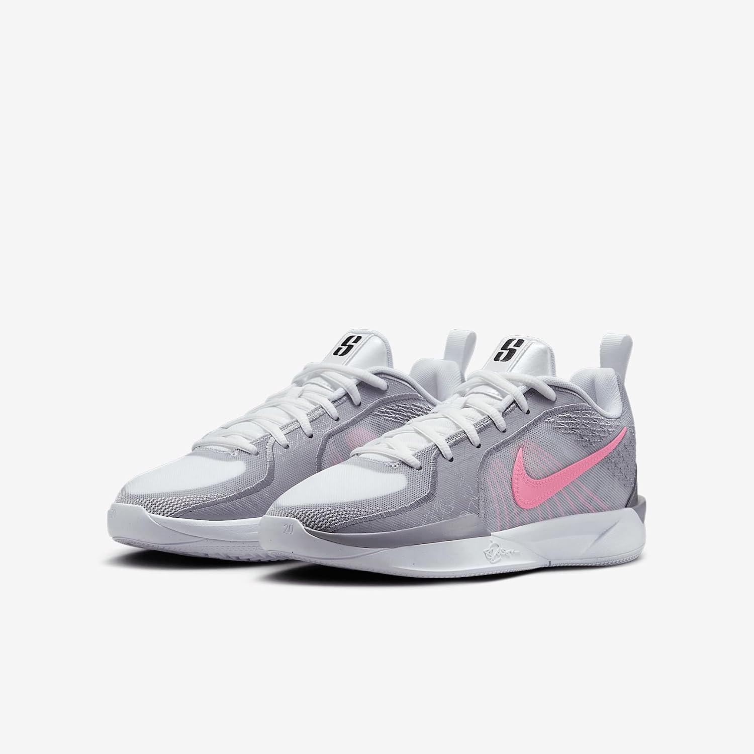 Sabrina 2 'Court Vision Big Kids' Basketball Shoes (FQ7376-101, White/Cement Grey/Black/Pinksicle) Size 7