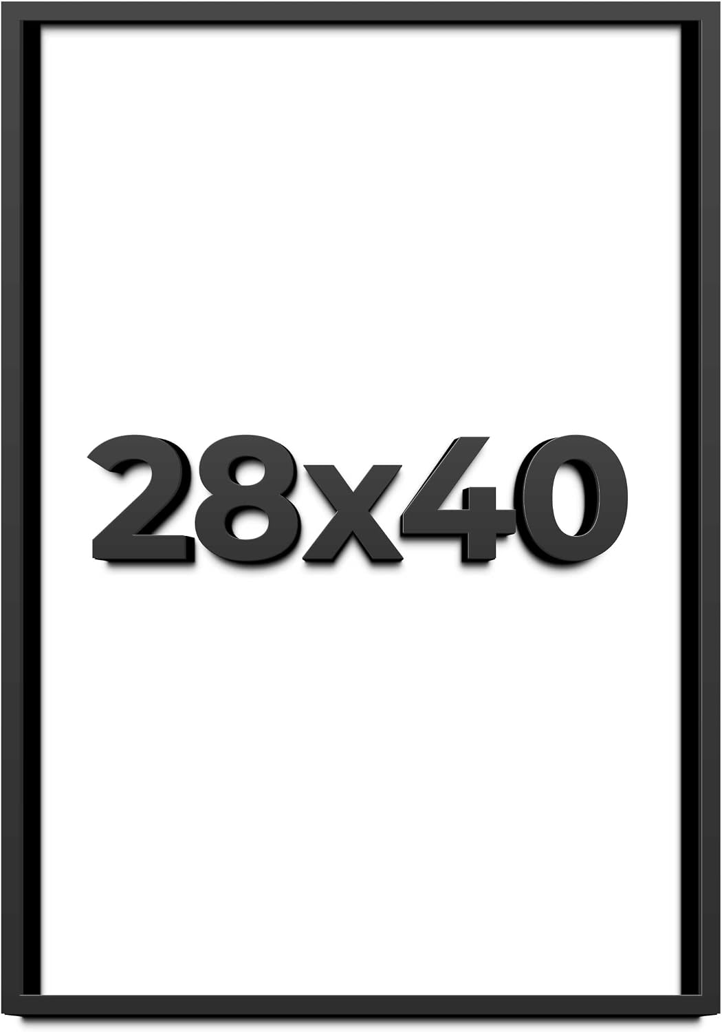 28x40 Shadow Box Black Solid Wood Display Frame with White Acid-Free Backing UV Acrylic & Hanging Hardware - with 3/4' Usable Depth