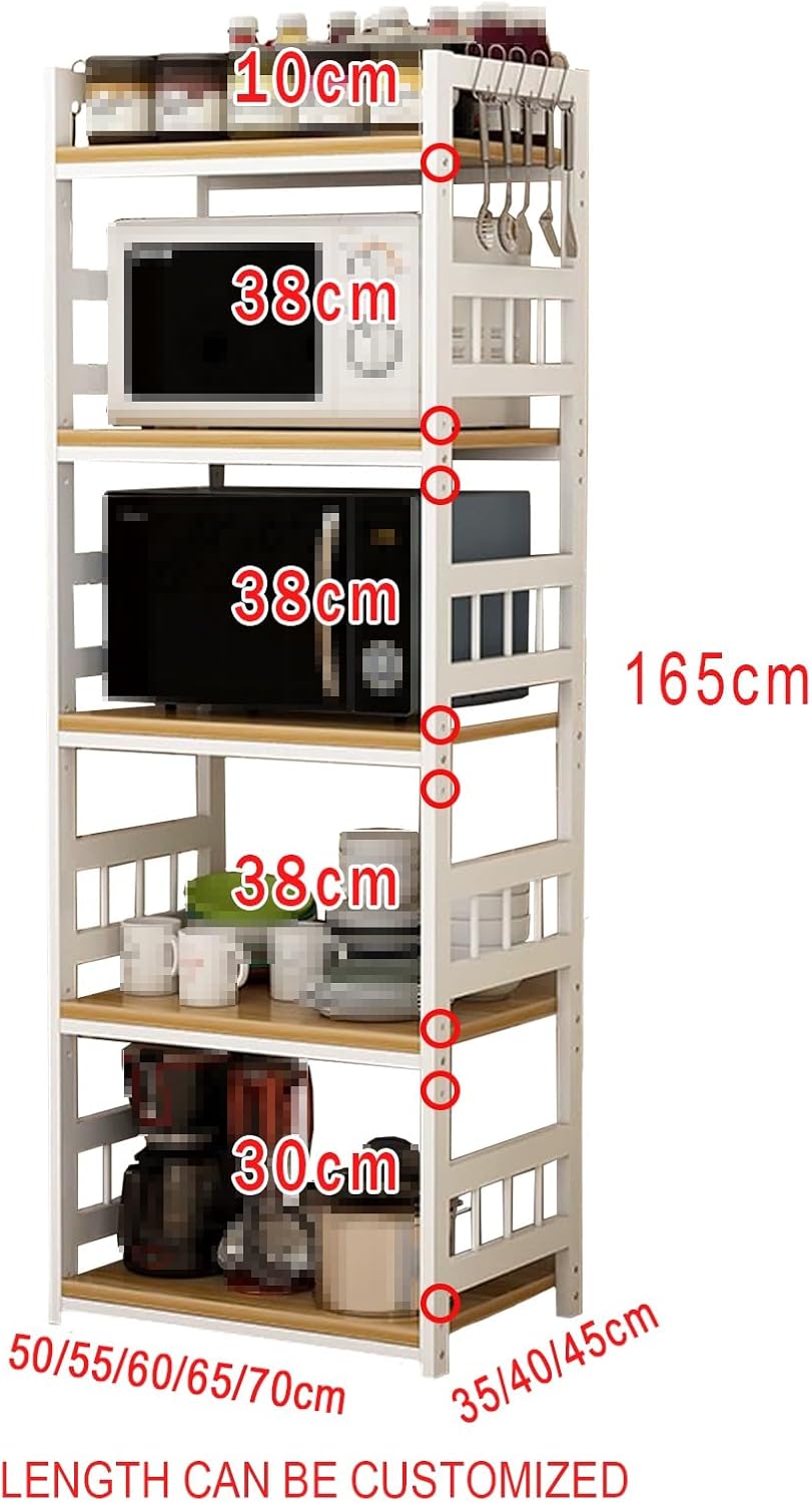 Bakers Rack with Storage E1 Grade Environmentally Friendly Board Thickened Steel Frame, 3C Tempered Glass, Super Load-Bearing Multi-Layer Kitchen Cabinets(White)(50cm*40cm*165cm)