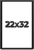 22x32 Shadow Box Black Solid Wood Display Frame with White Acid-Free Backing UV Acrylic & Hanging Hardware - with 3/4' Usable Depth