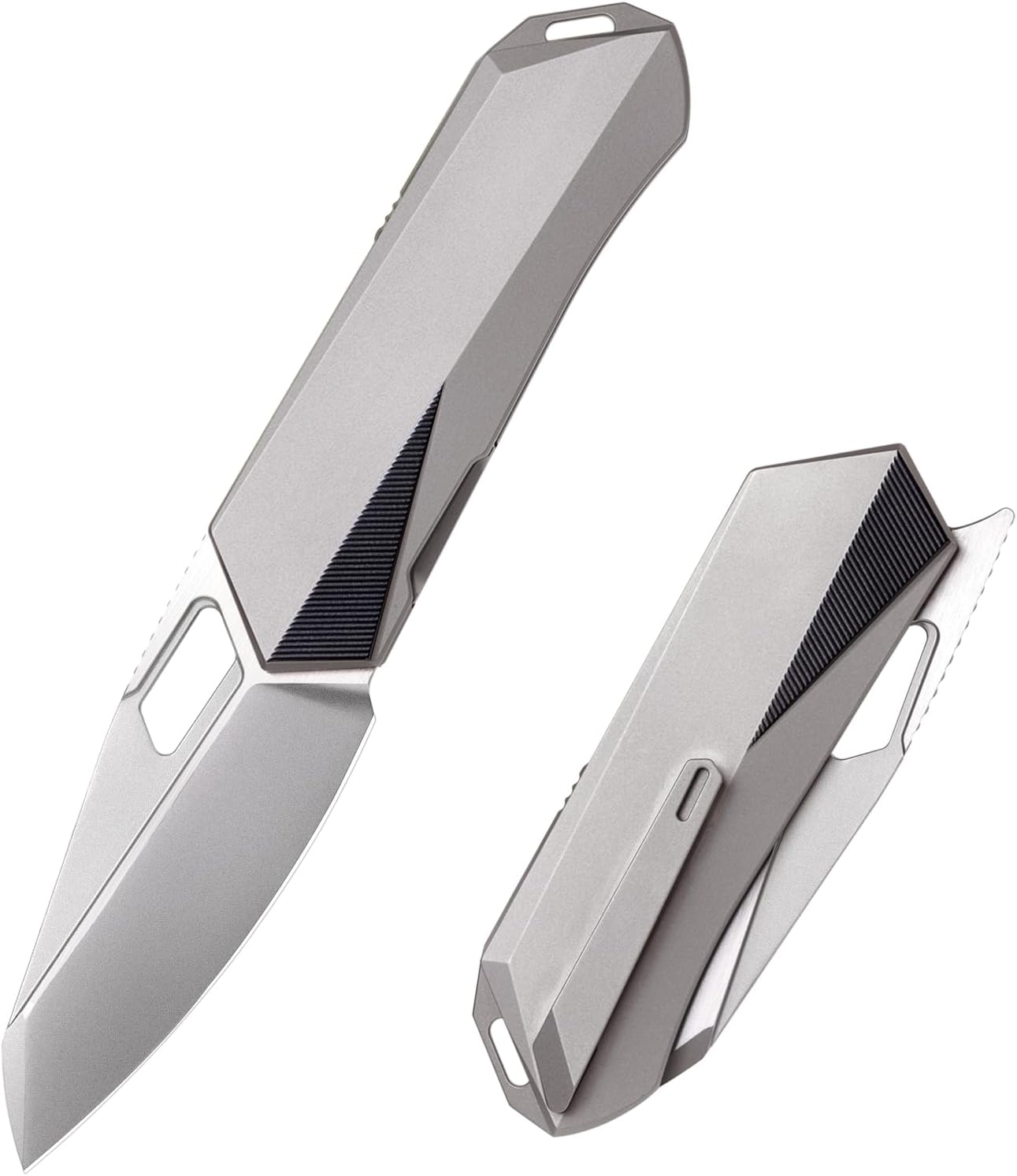 REMETTE RT-Woodpecker Folding Pocket Knife M390 Blade Titanium Handle (Silver)