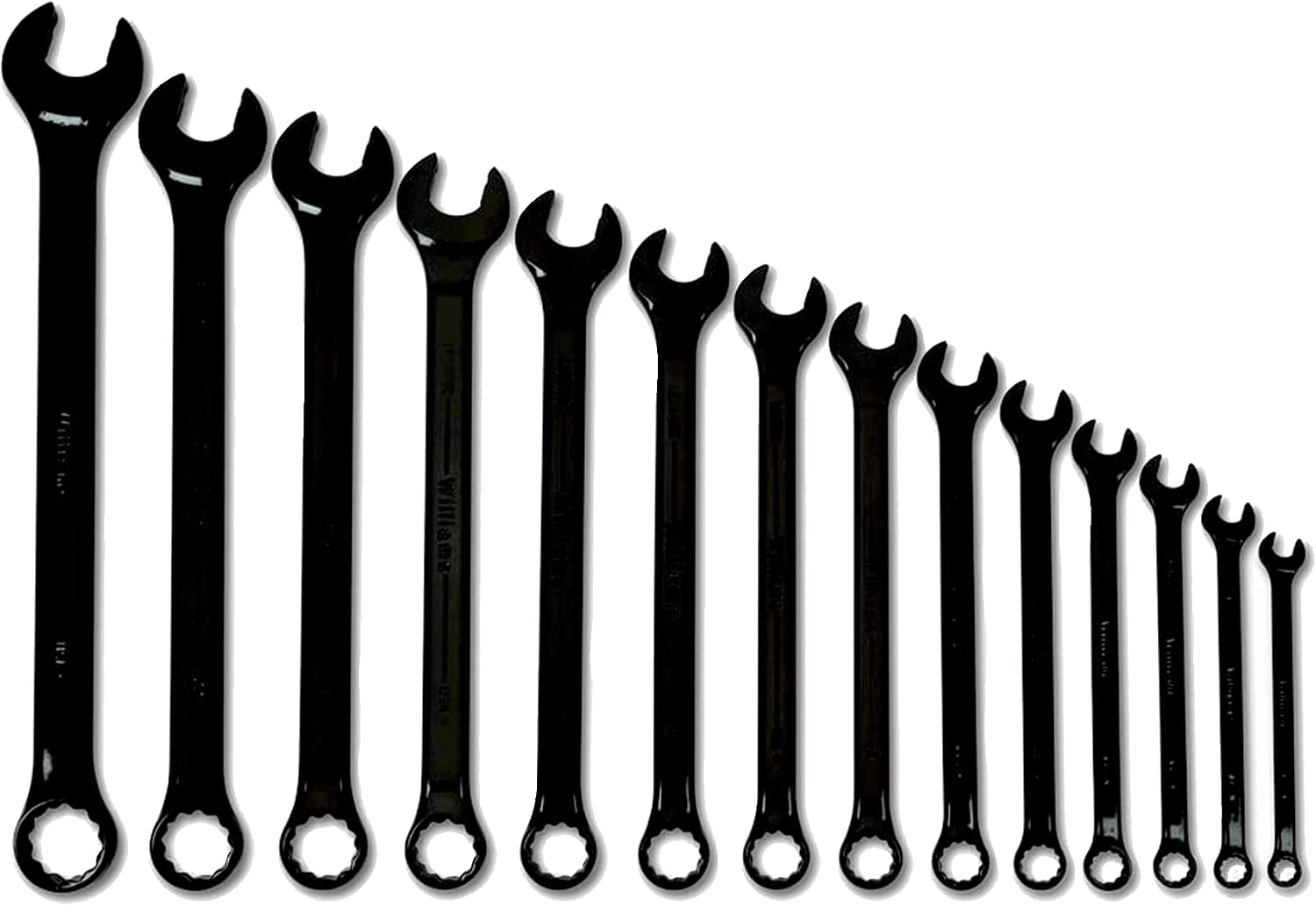 Williams JHWWS1172BSC 15 Piece SAE SUPERCOMBO Combination Wrench Set, Black Industrial Finish, Anti-Rounding SuperTorque Design, Aerospace-Grade Precision for Maximum Grip and Torque
