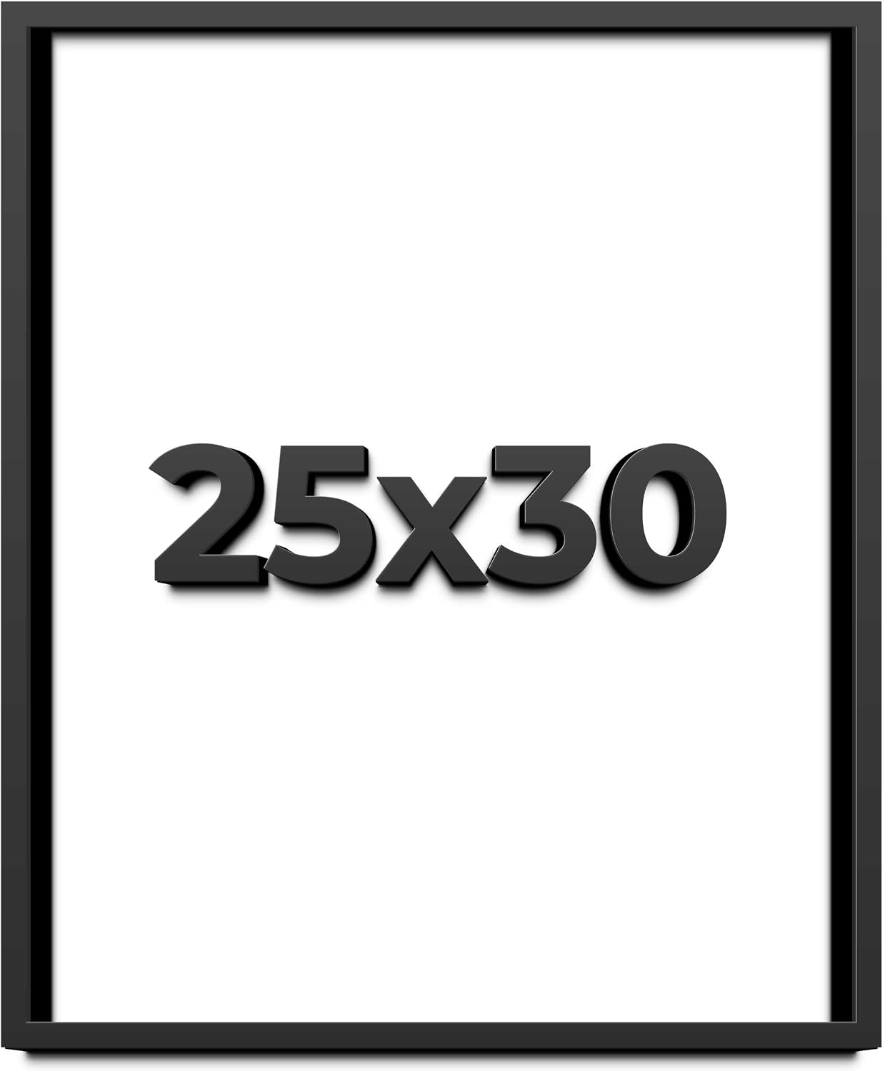 25x30 Shadow Box Black Solid Wood Display Frame with White Acid-Free Backing UV Acrylic & Hanging Hardware - with 3/4' Usable Depth