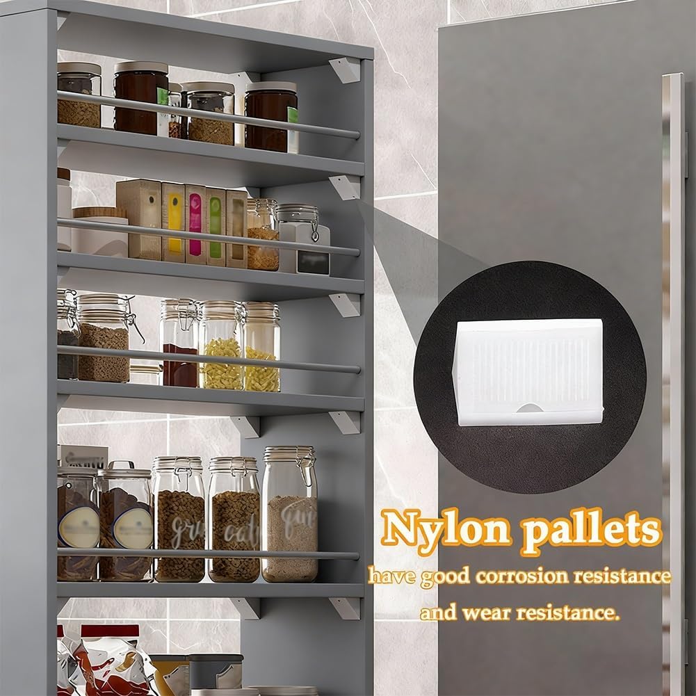7-Tier Slim Storage Cart, Narrow Shelf Organizer, Wooden Rolling Pantry Cabinet with Wheels, for Kitchen, Bakers Rack, Dining Room, Closet(White,17.7' Dx9.8 Wx72.5 H)