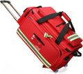 Rolling Medical Bag with Wheels, Large Capacity Medical Trolley Bag Empty, W/Reflective Strips & a Pull Handle, Multi-Pocket Design, for Home Health Nurses, Doctors
