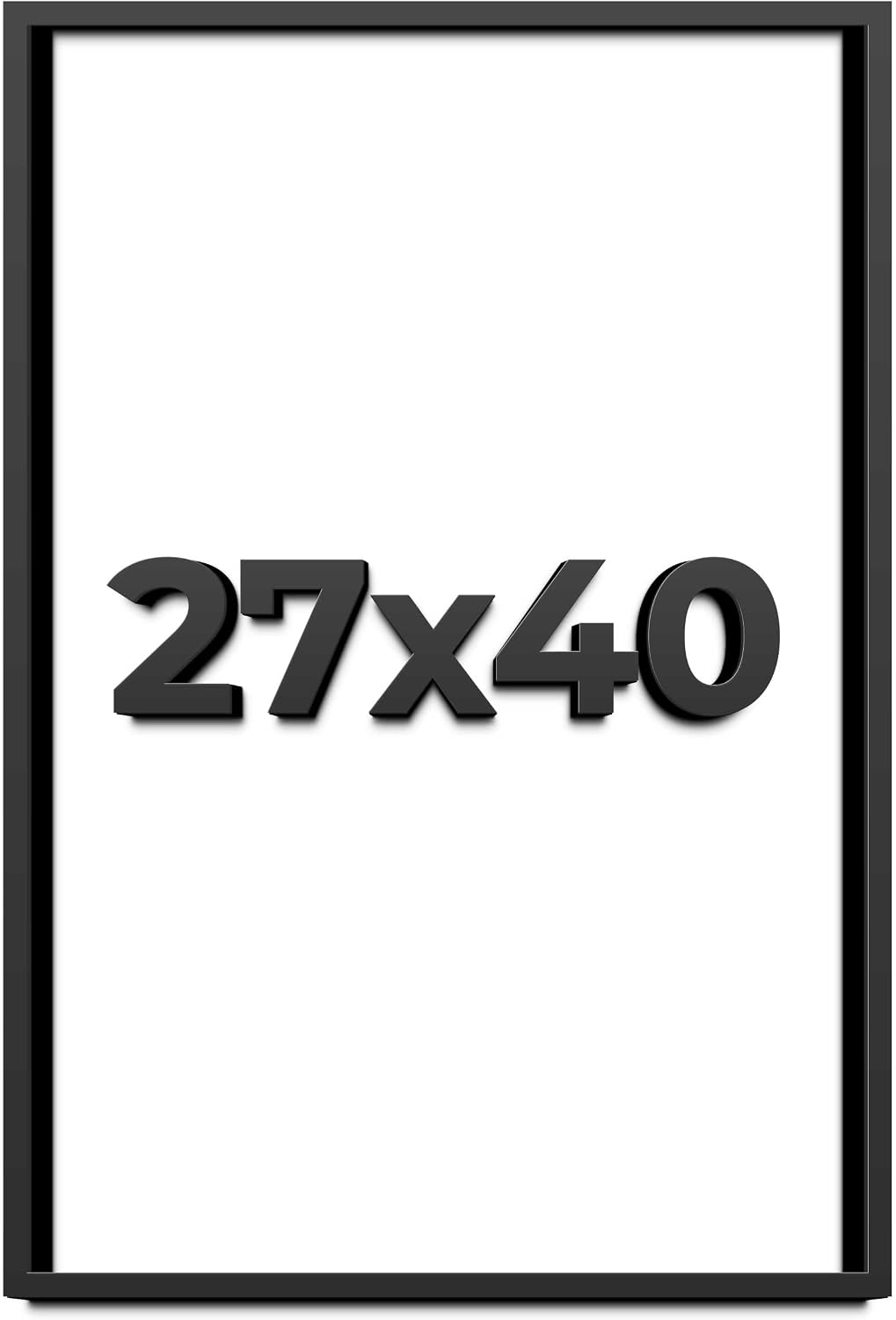 27x40 Shadow Box Black Solid Wood Display Frame with White Acid-Free Backing UV Acrylic & Hanging Hardware - with 3/4' Usable Depth