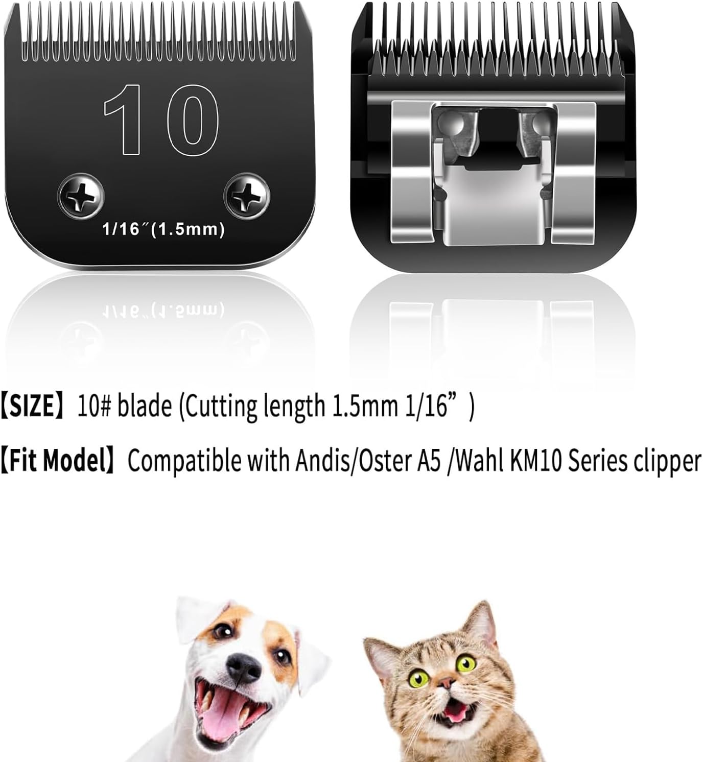 10 Blades Dog Grooming Blades Compatible with Andis/Oster A5/Wahl KM-10 Series Dog Clippers,Detachable Clipper Replacement Blade (6PCS Black-#10+30+40+4FC+5FC+7FC)