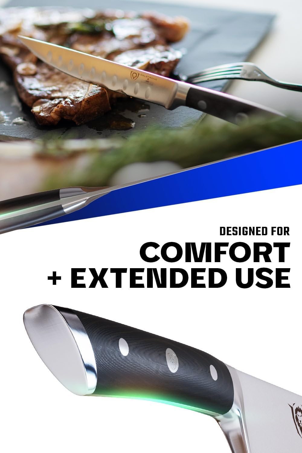 Dalstrong Non Serrated Steak Knives Set of 4-5 inch Straight Blade Steak Knife Set - Sheaths - Forged German Steel - Black G10 Handle - Gladiator Series Elite - Dinner Set - NSF Cuchillos para Carne