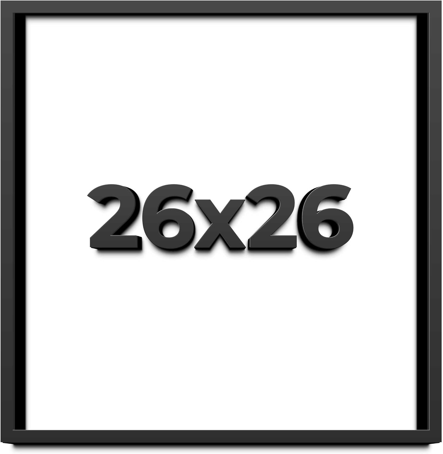 26x26 Shadow Box Black Solid Wood Display Frame with White Acid-Free Backing UV Acrylic & Hanging Hardware - with 3/4' Usable Depth
