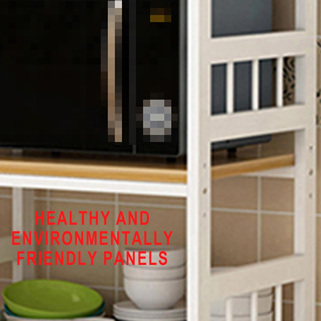 Bakers Rack with Storage E1 Grade Environmentally Friendly Board Thickened Steel Frame, 3C Tempered Glass, Super Load-Bearing Multi-Layer Kitchen Cabinets(White)(70cm*35cm*165cm)