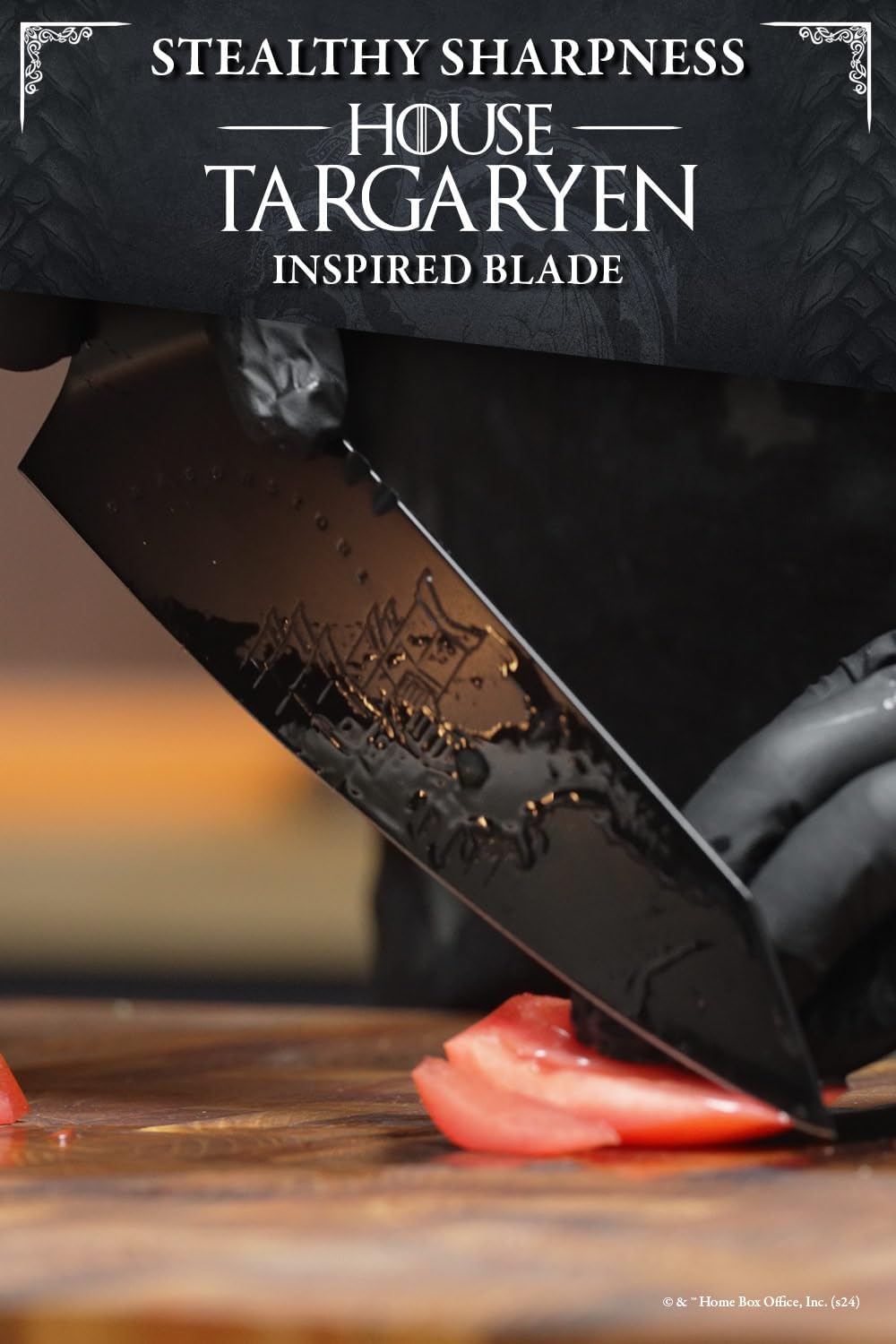 Dalstrong Game of Thrones House Targaryen 8' Chef Knife — German X50CRMOV15 Steel, TiN-Coated, G-10 Handle — Officially Licensed — For GoT Fans, Collectors & Real Kitchen Use