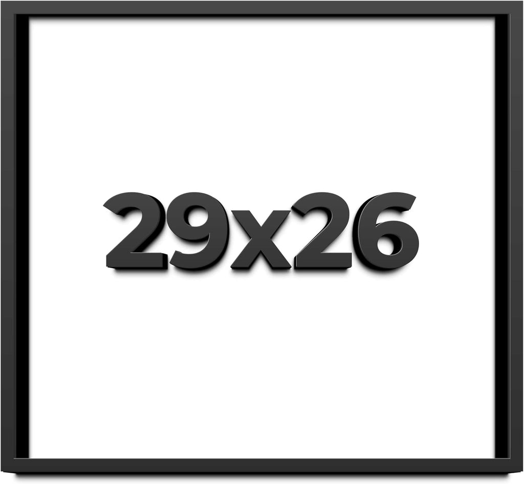 29x26 Shadow Box Black Solid Wood Display Frame with White Acid-Free Backing UV Acrylic & Hanging Hardware - with 3/4' Usable Depth