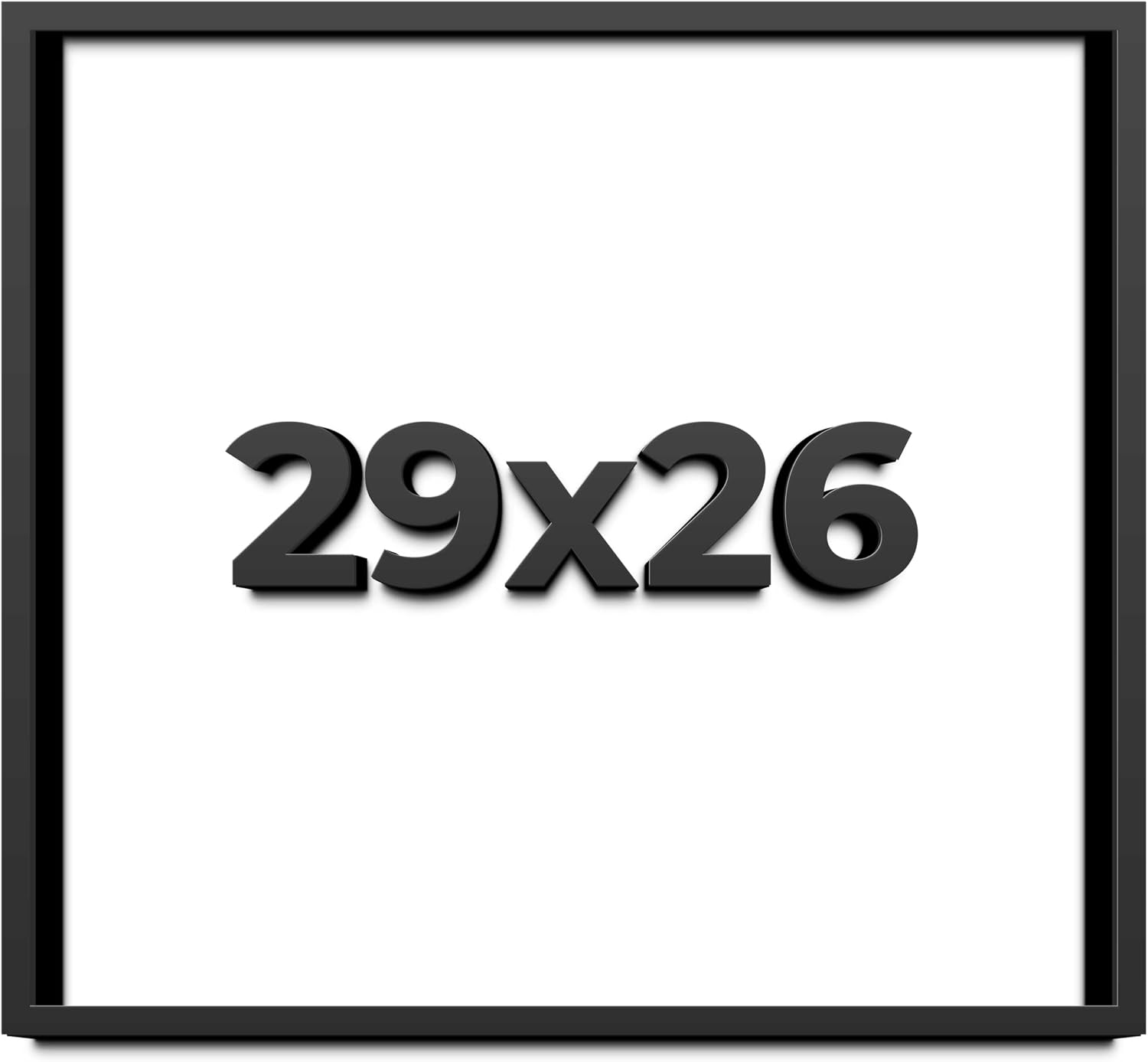 29x26 Shadow Box Black Solid Wood Display Frame with White Acid-Free Backing UV Acrylic & Hanging Hardware - with 3/4' Usable Depth