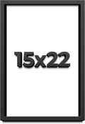 15x22 Shadow Box Black Solid Wood Display Frame with White Acid-Free Backing UV Acrylic & Hanging Hardware - with 3/4' Usable Depth