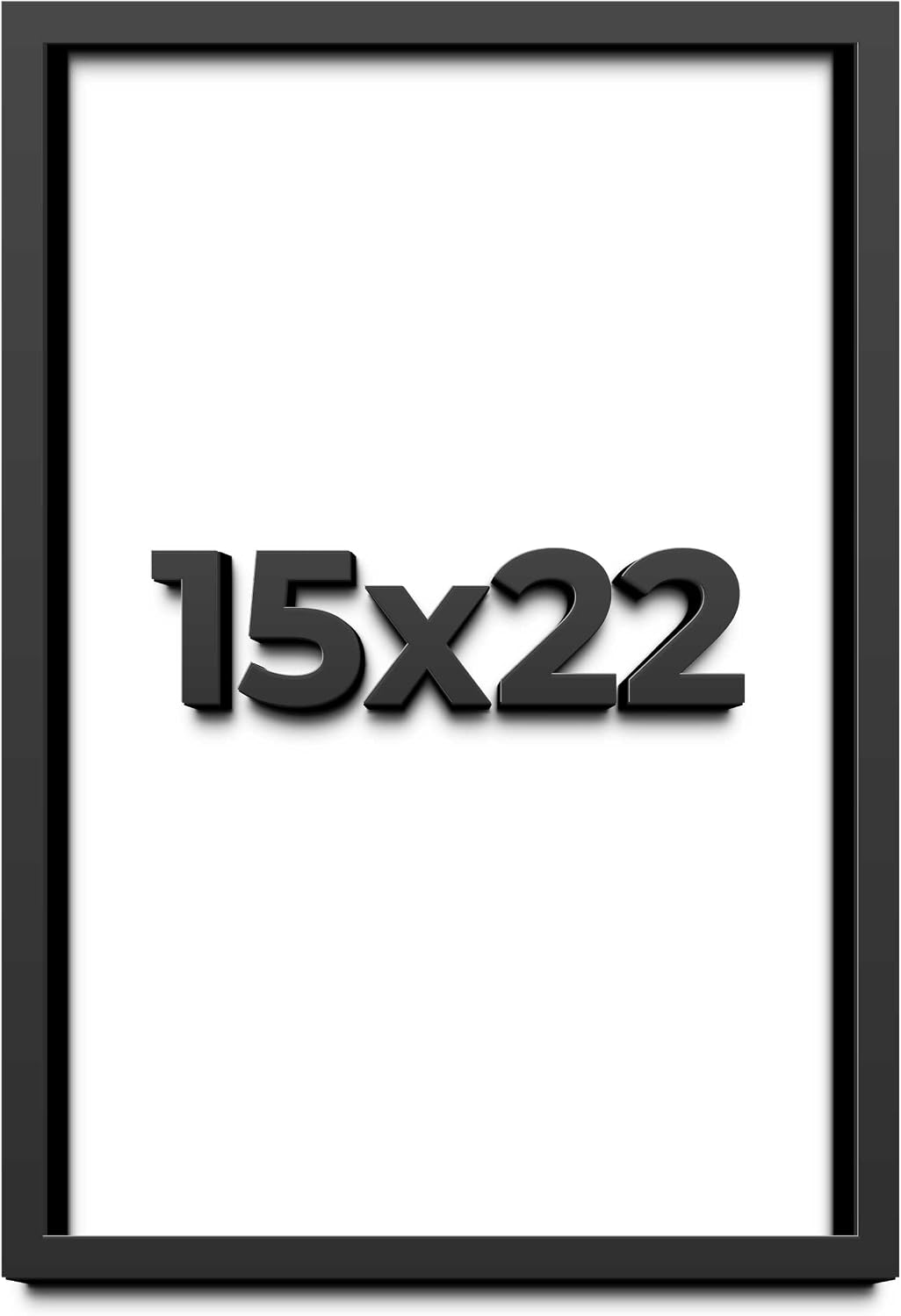 15x22 Shadow Box Black Solid Wood Display Frame with White Acid-Free Backing UV Acrylic & Hanging Hardware - with 3/4' Usable Depth