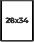 28x34 Shadow Box Black Solid Wood Display Frame with White Acid-Free Backing UV Acrylic & Hanging Hardware - with 3/4' Usable Depth