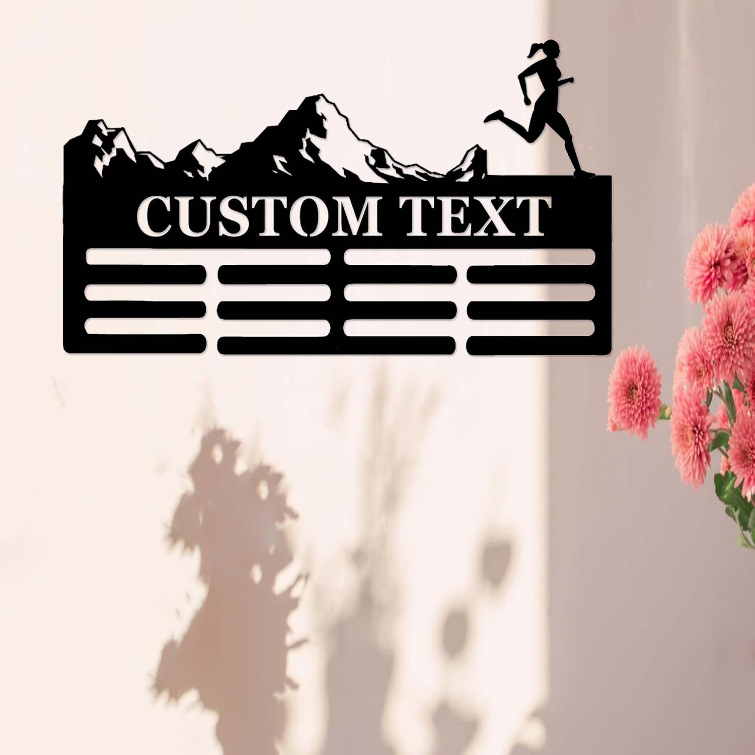 Custom Trail Runner Medals Holder, Personalized Male Female Runner Name Medals Hanger, Rack for Ribbons Award Holder, Mountain Running Medals Award Display