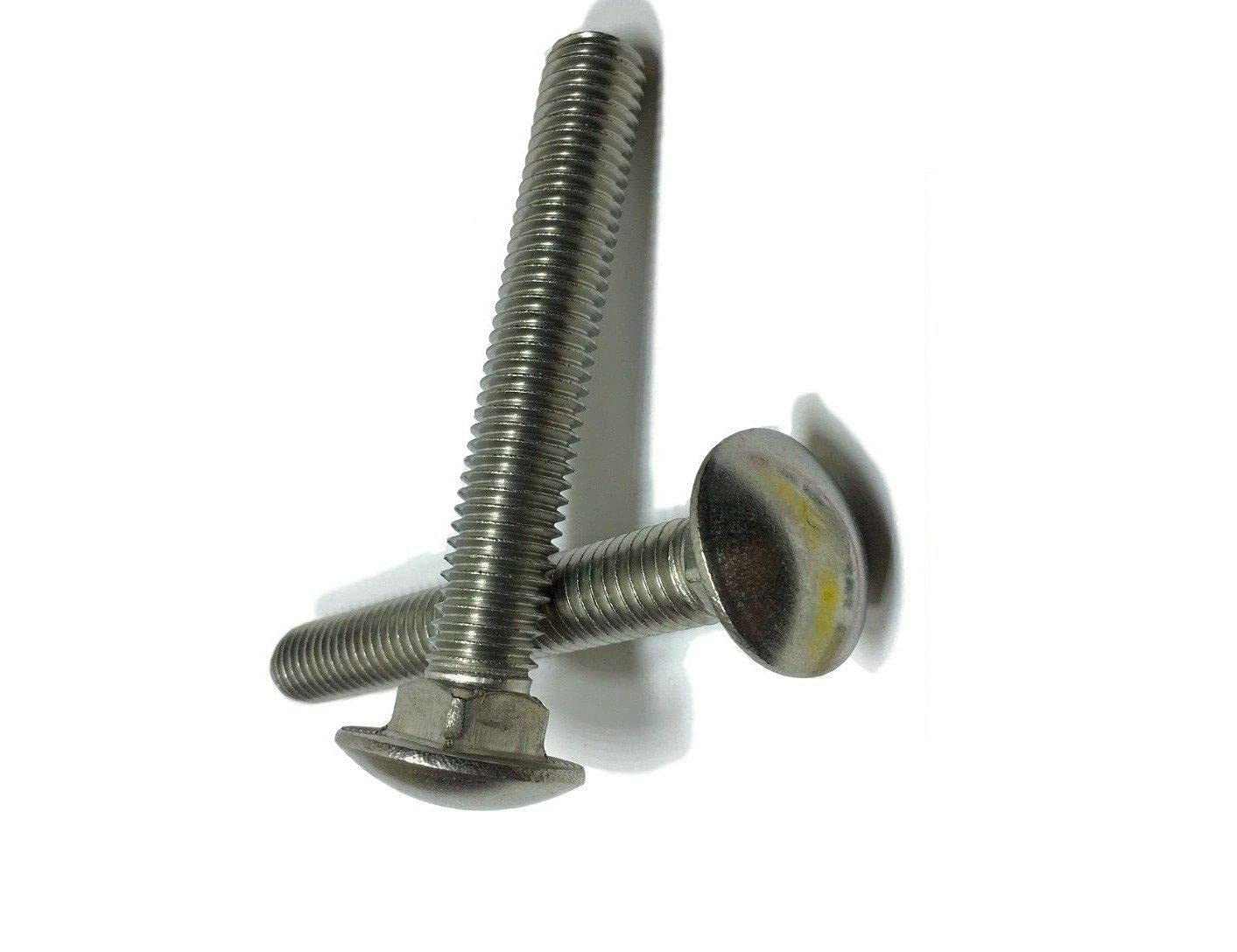 KolotovichTool Pack of 10, 7/16-14 x 1 1/4' Stainless Steel Carriage Bolt Full Thread, 18-8/304 Fastener Kit Bolt Set RE-4683DD