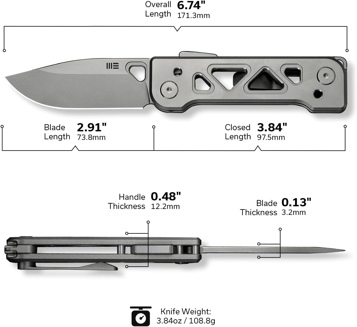 WeKnife Tyro Pocket Knife for Men, Superlock Folding Knife with 4-position Pocket Clip, 2.91' CPM 20CV Steel Blade 6AL4V Titanium Handle, Designed by Snecx Tan WE24001-2 (Gray)