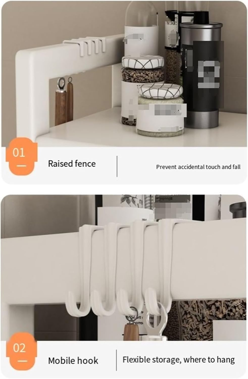 Storage Cabinet Kitchen Pantry Shelf Microwave 6-Tier Stand with Storage with Flip Door and Wheels Metal Sideboard Baker's Rack Coffee Pub for Spices Pots Pans,White 100cm