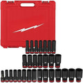 29PC 49-66-7016 for Milwaukee Metric & SAE 1/2 Dr Impact Socket set - Black