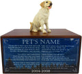 Wooden Pet Urns for Dogs with Yellow Labrador Figurine & Poem The Last Battle | Personalized Dog Memorial Urn for Ashes | Medium Paulownia Pet Urn for Lab | Pet Memorial | Conversation Concepts