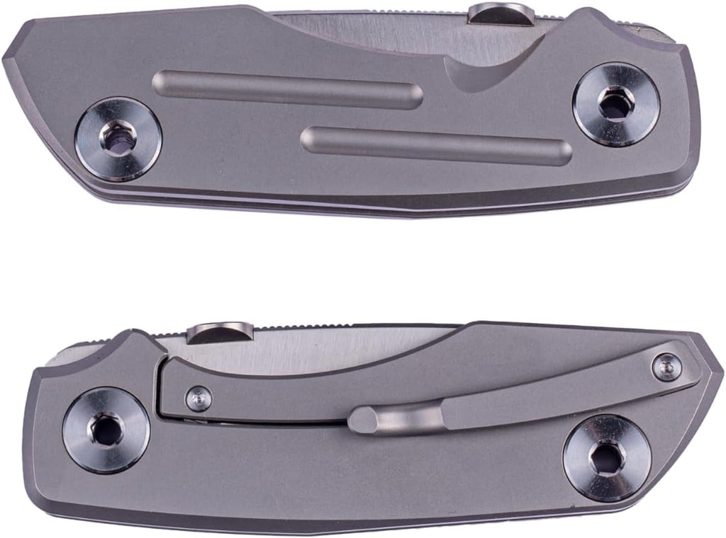 REALSTEEL Real Steel 2600 DELTA Frame Lock Slip Joint Pocket Knife - S35VN Blade and Titanium Handle - Perfect for Camping, Hiking, EDC Cutting Tasks - Pocket Clip Knife for Men Women