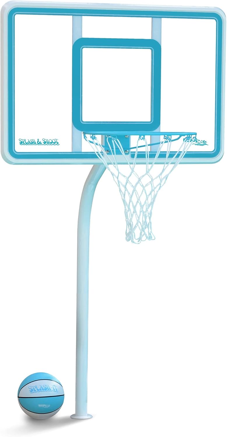Dunn-Rite Products Deck Shoot Poolside Deck-Mounted Basketball Hoop Set, Choose White or Clear