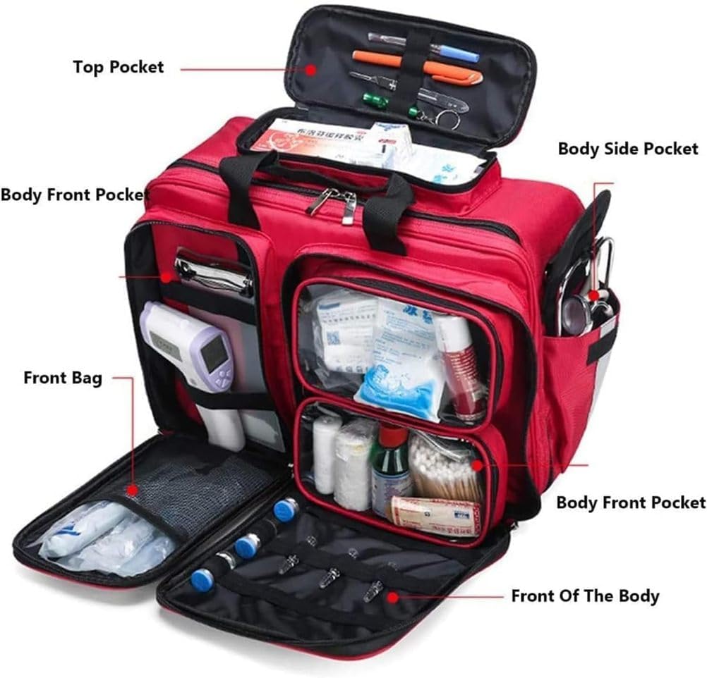 Professional First Aid Kit, Wheeled Medical Cart Bag, Waterproof Emergency Medical Storage Bag, Suitable for Emergency Medical Technicians